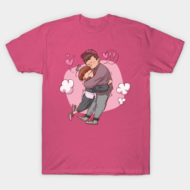 couple hug lover T-Shirt by Mako Design 